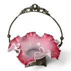  Preview image for Victorian Cranberry Glass Bride's Basket 