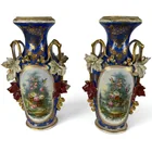  Preview image for Pair Old Paris Cobalt Floral Porcelain 