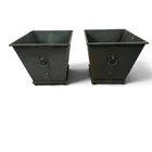  Preview image for Pair Green-Painted Metal Garden Planters 