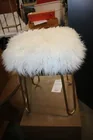  Preview image for Lot# 18 - White Faux Fur Stool with Gold 