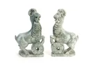  Preview image for PAIR OF CARVED STONE RAM SCULPTURES 