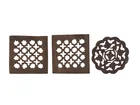  Preview image for THREE CARVED WOOD COASTERS 