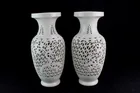  Preview image for PAIR WHITE RETICULATED PORCELAIN VASES 