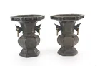  Preview image for PAIR CHINESE HEXAGONAL BRONZE VASES 