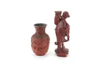  Preview image for CHINESE CINNABAR VASE & WOOD CARVED 