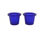  Preview image for PAIR OF COBALT BLUE FROSTED GLASS VOTIVE 