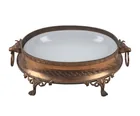  Preview image for Footed Brass & Opaque Glass Catchall 