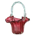  Preview image for Murano Cranberry Art Glass Flower Basket 