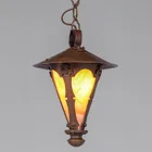  Preview image for Arts & Crafts Period Brass & Slag Glass 