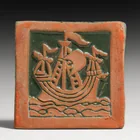  Preview image for Moravian Mayflower Ship Tile c1920s 