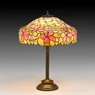  Preview image for Large Unique Hibiscus Leaded Glass Lamp 