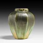  Preview image for Fulper Pottery Dark Green & Ivory Flambe 