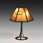  Preview image for Arts & Crafts Iron & Amber Glass Lamp 