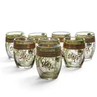  Preview image for (8 pc) Czech Glass Green & Gilt Teacups 