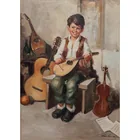  Preview image for R. Ribini Young Boy Playing Mandolin Oil 