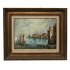  Preview image for Signed Girard Harbor Scene Oil on Canvas 