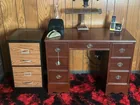  Preview image for Lot# 872 - WOOD DESK WITH CHAIR AND META 