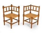  Preview image for DUTCH TURNED OAK & RUSH CORNER CHAIRS C. 