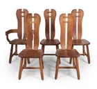  Preview image for (5) DE PUYDT BRUTALIST OAK DINING CHAIRS 