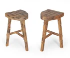 Preview image for PAIR OF DUTCH BRUTALIST ELM STOOLS 
