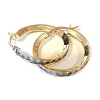  Preview image for 14K YELLOW GOLD SQUARE WHITE CZ HOOP 