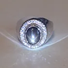  Preview image for 14K WHITE GOLD OVAL LAB STAR BLACK 