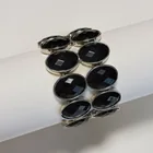  Preview image for SILVER TONE BLACK FACETED OVAL 