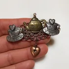  Preview image for VINTAGE TRI-COLOR TONE TEA SET BROOCH 