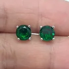  Preview image for SILVER TONE ROUND FACETED EMERALD COLOR 