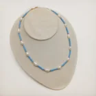  Preview image for BLUE AND GOLD TONE BEADS, FAUX PEARLS 
