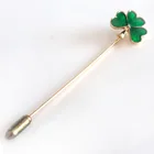  Preview image for GOLD TONE GREEN ENAMEL LEAF SHAPE PIN 