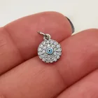  Preview image for SILVER TONE CLEAR CZ EVIL EYE TINY CHARM 