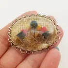  Preview image for VINTAGE SILVER TONE DRIED FLOWERS OVAL 