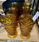  Preview image for Lot# 975 - AMBER CUBE PATTERN GOBLETS 