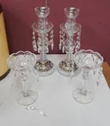  Preview image for Pair of Molded Glass Candlesticks and a 