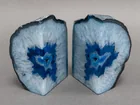  Preview image for Pair of Blue Quartz Geode Bookends, H: 6 