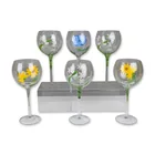  Preview image for 6pc Floral Hand Painted Balloon Wine 