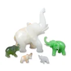  Preview image for 5pc Carved Hardstone Elephant Figurines 