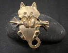  Preview image for Sweet Gold Tone Cat Hanging From Branch 