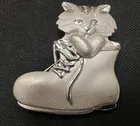  Preview image for AJC Brushed Silver Tone Cat In Boot Pin 