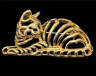  Preview image for Gold tone Open Work Metal Cat Brooch 
