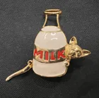  Preview image for Gold Tone And Enamel Cat With Milk 