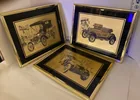  Preview image for 3 Framed 8X10 Gold Foil Car Pictures 