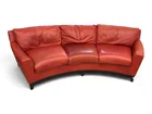  Preview image for Red Leather Three-Seat Curved Sofa 