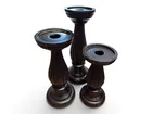  Preview image for Three Black Wooden Candle Holders 