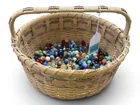  Preview image for Woven Basket with Assorted Glass Marbles 