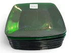  Preview image for (12) Green Glass Square Plates 