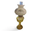  Preview image for Glass Hurricane Lamp with Floral Shade 