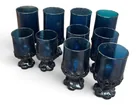  Preview image for (10) Blue Glass Goblets with Decorative 