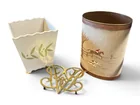  Preview image for Decorative Trash Cans and Brass Trivet 